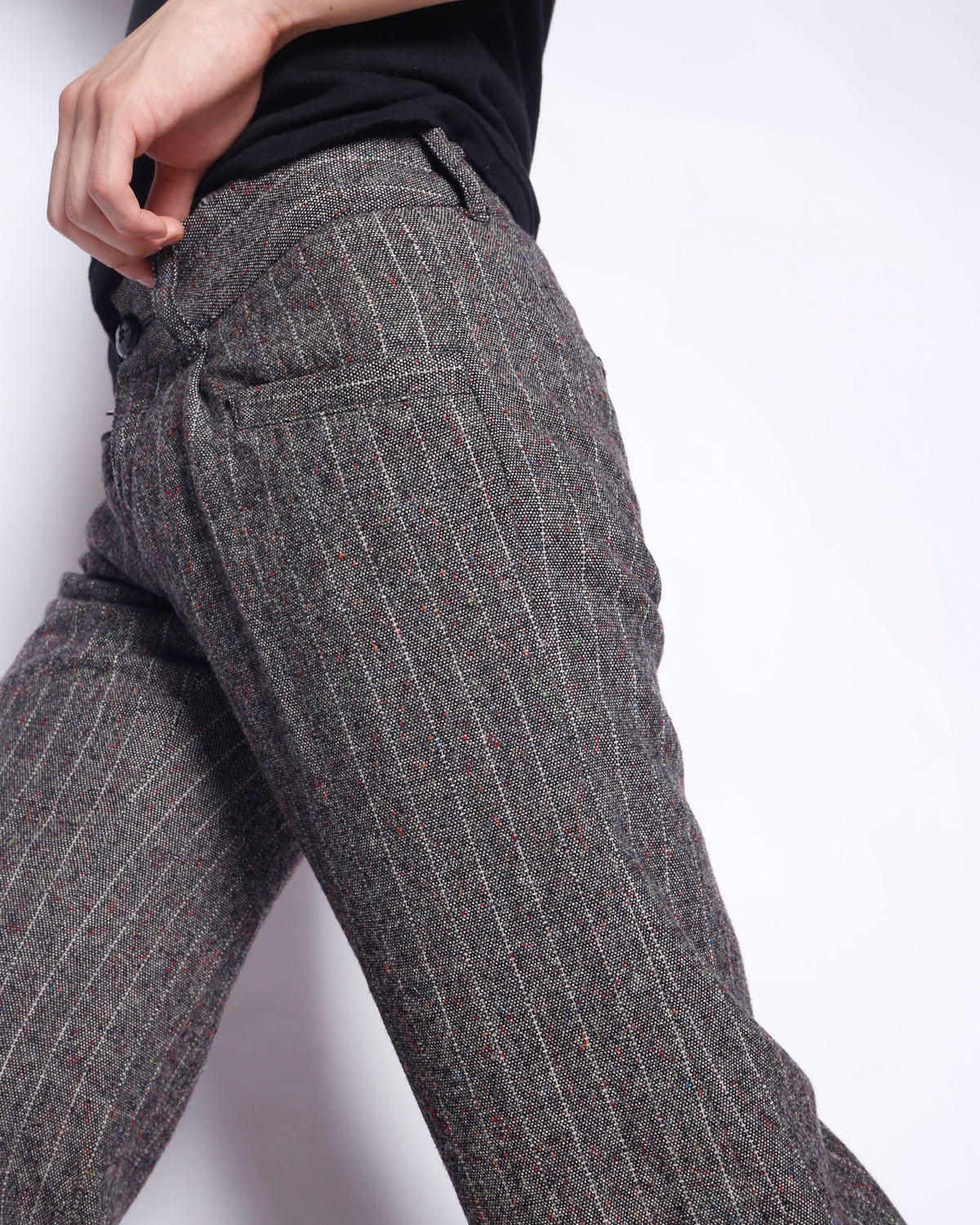 vintage low rise nep stripe wool slacks