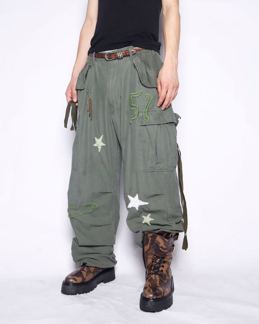 *one-off craft m-65type cargo trousers,with dogtag pins