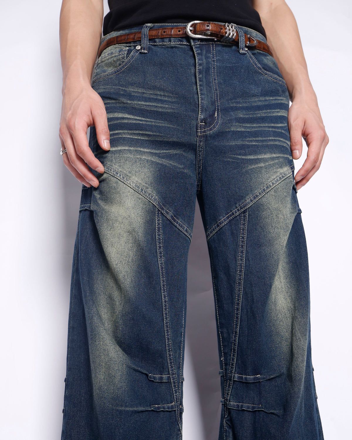 vintage vip jeans engineered seam faded jeans