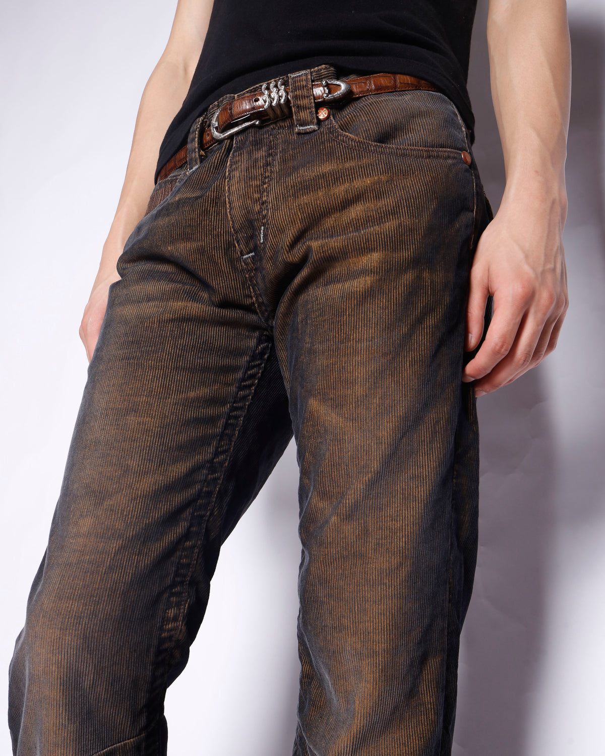 vintage distressed corduroy 5p trousers