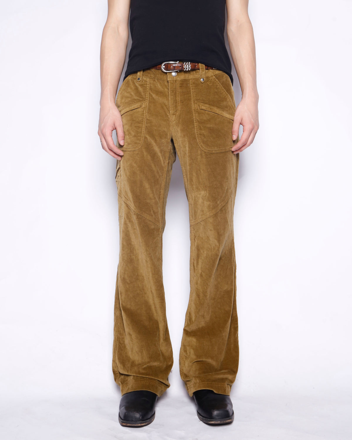 vintage low rise 7p velvet flare trousers