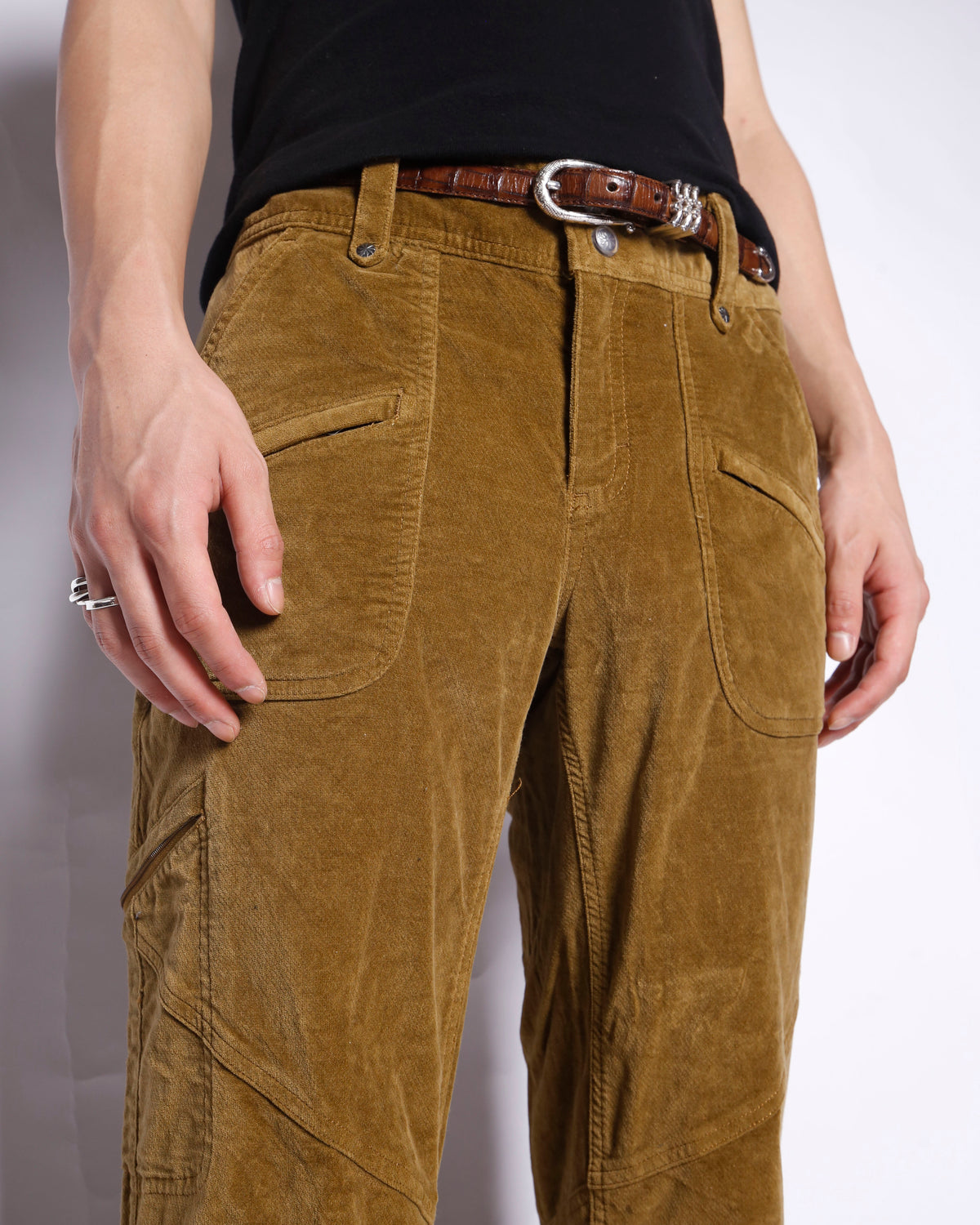 vintage low rise 7p velvet flare trousers
