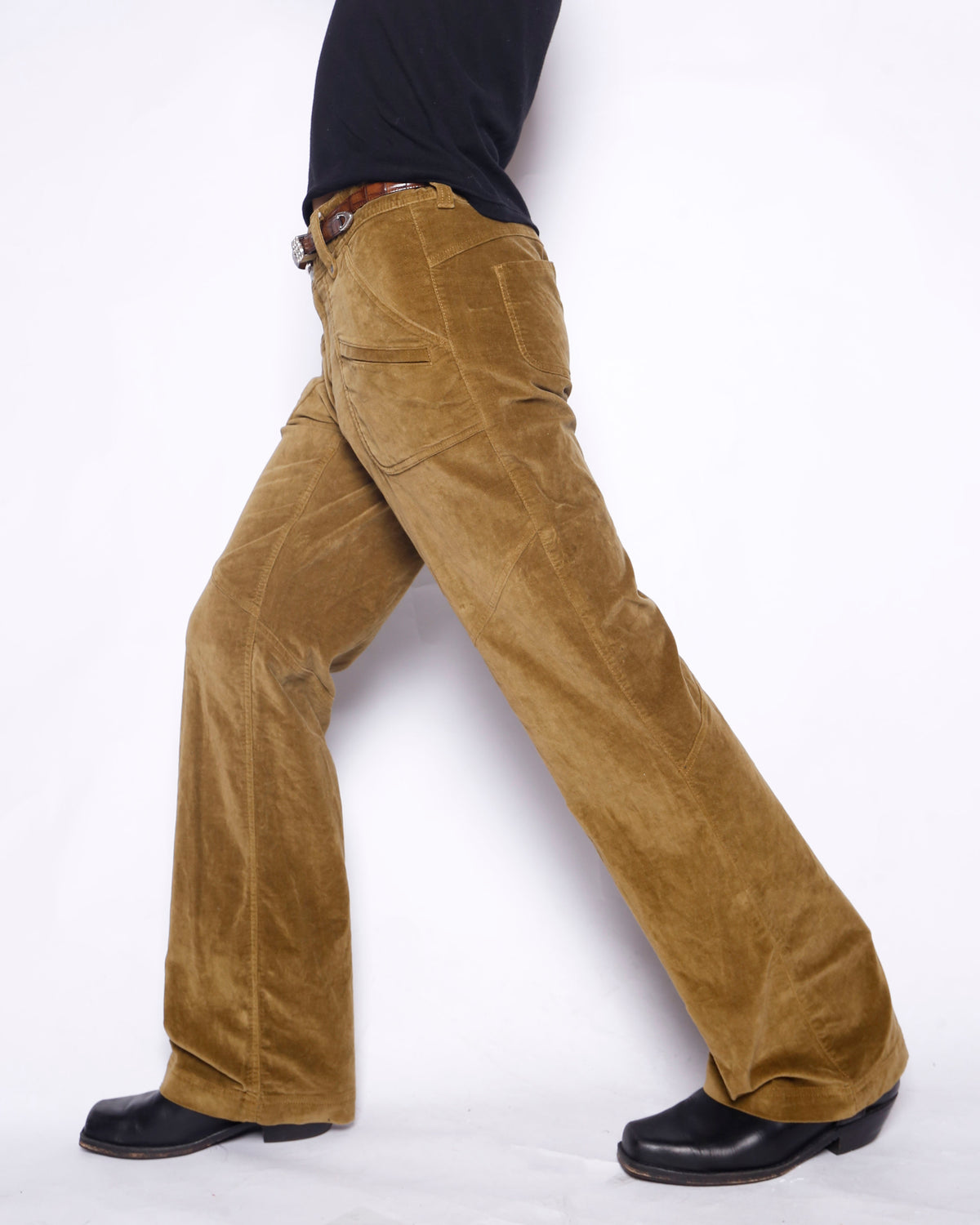 vintage low rise 7p velvet flare trousers