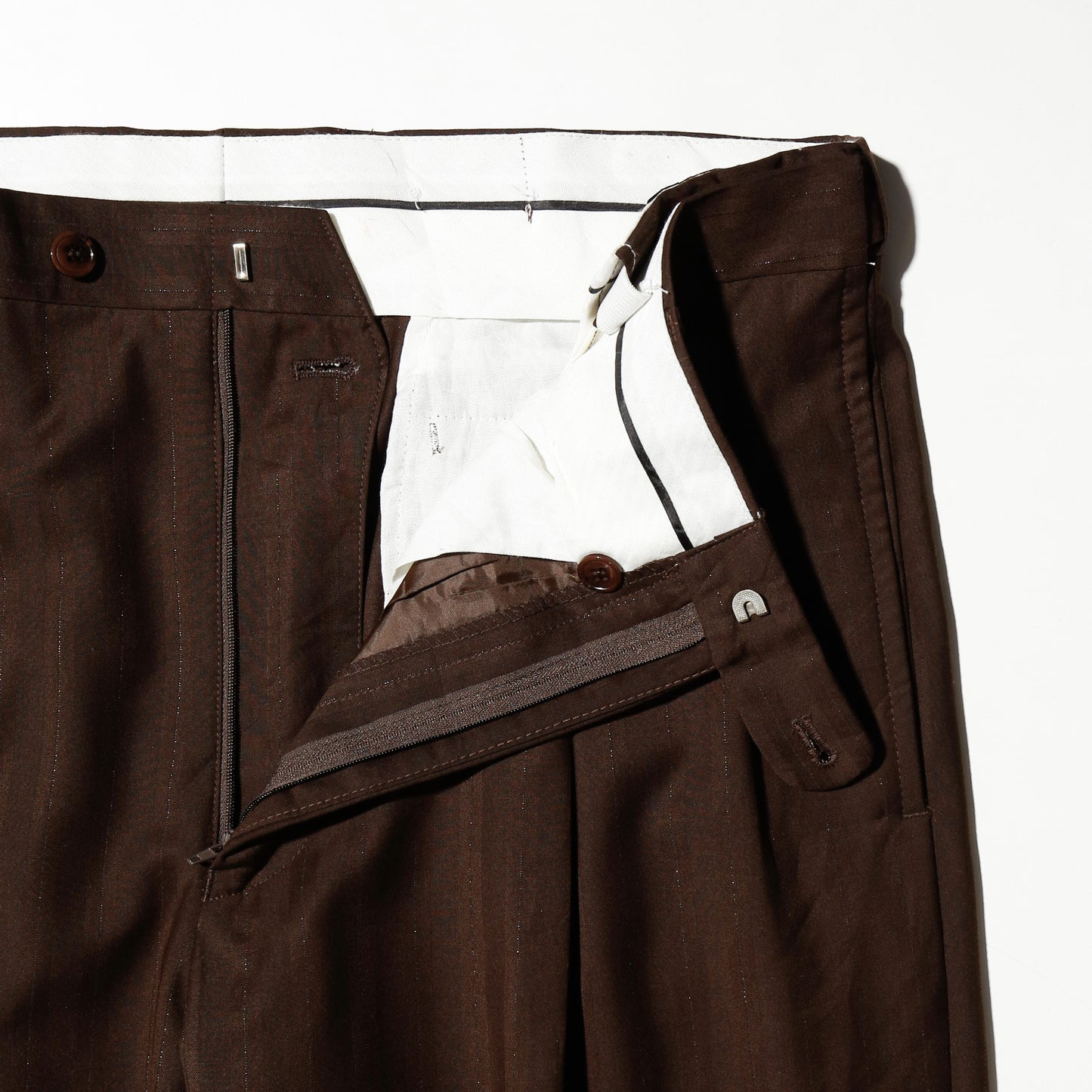 vintage tucked lame stripe wide slacks