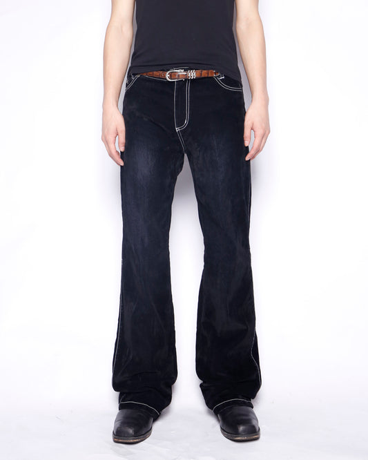 vintage faded flocky flare trousers