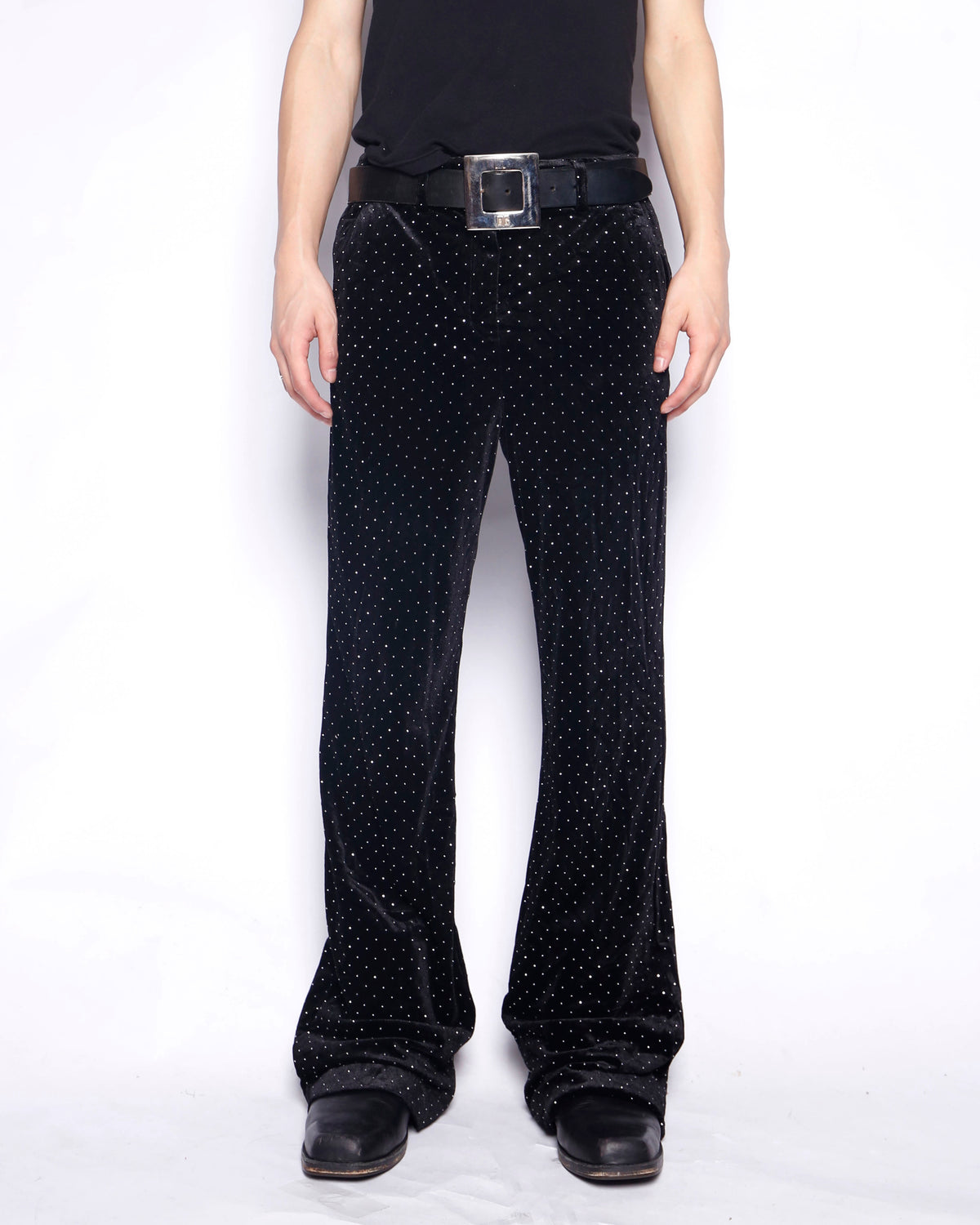 vintage shinny velour flare slacks