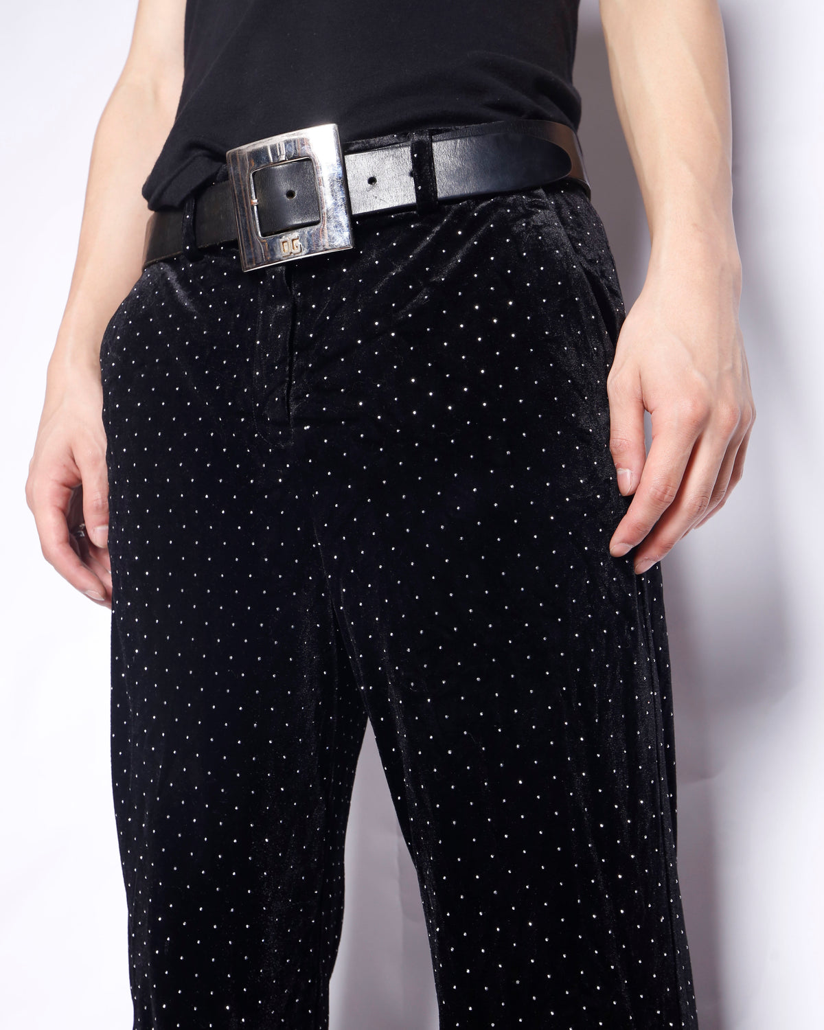 vintage shinny velour flare slacks