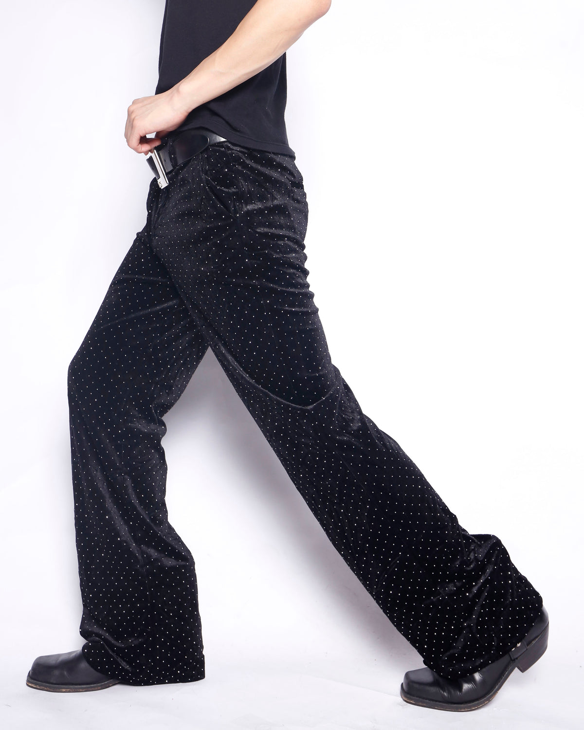 vintage shinny velour flare slacks