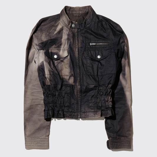 *one-off ribbed ridding jacket