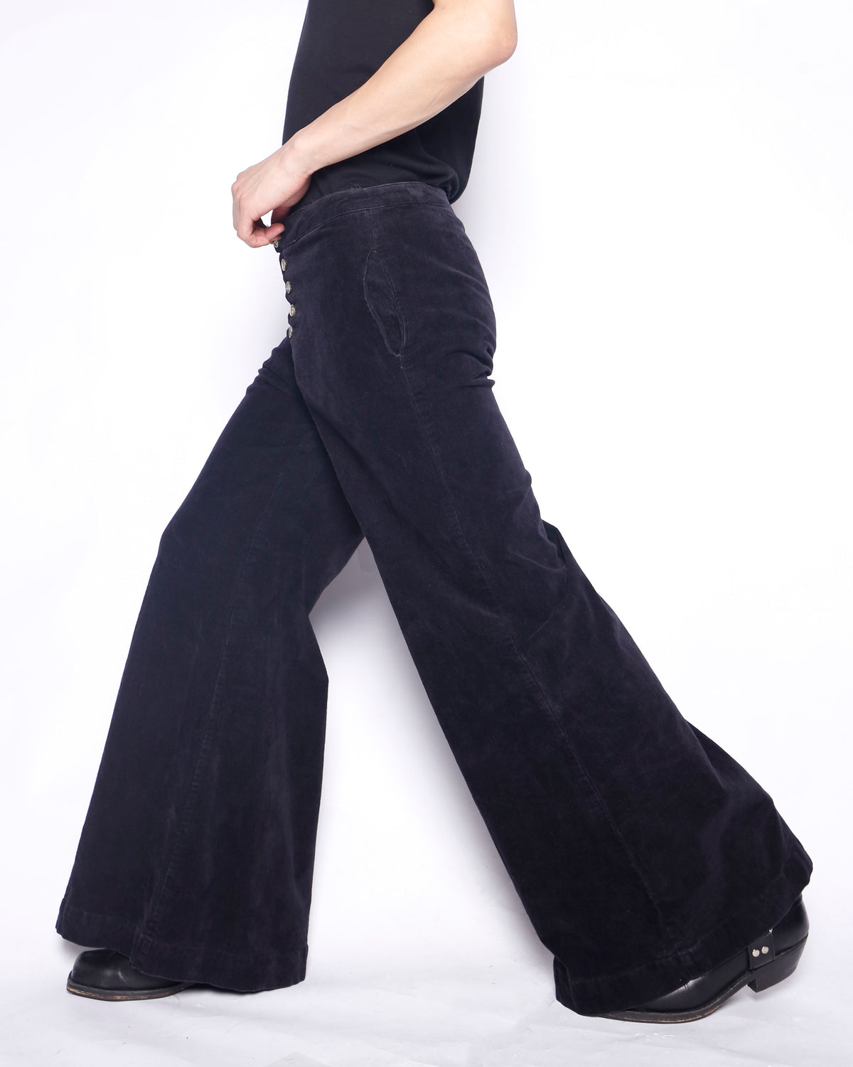 vintage low rise mega flare corduroy trousers
