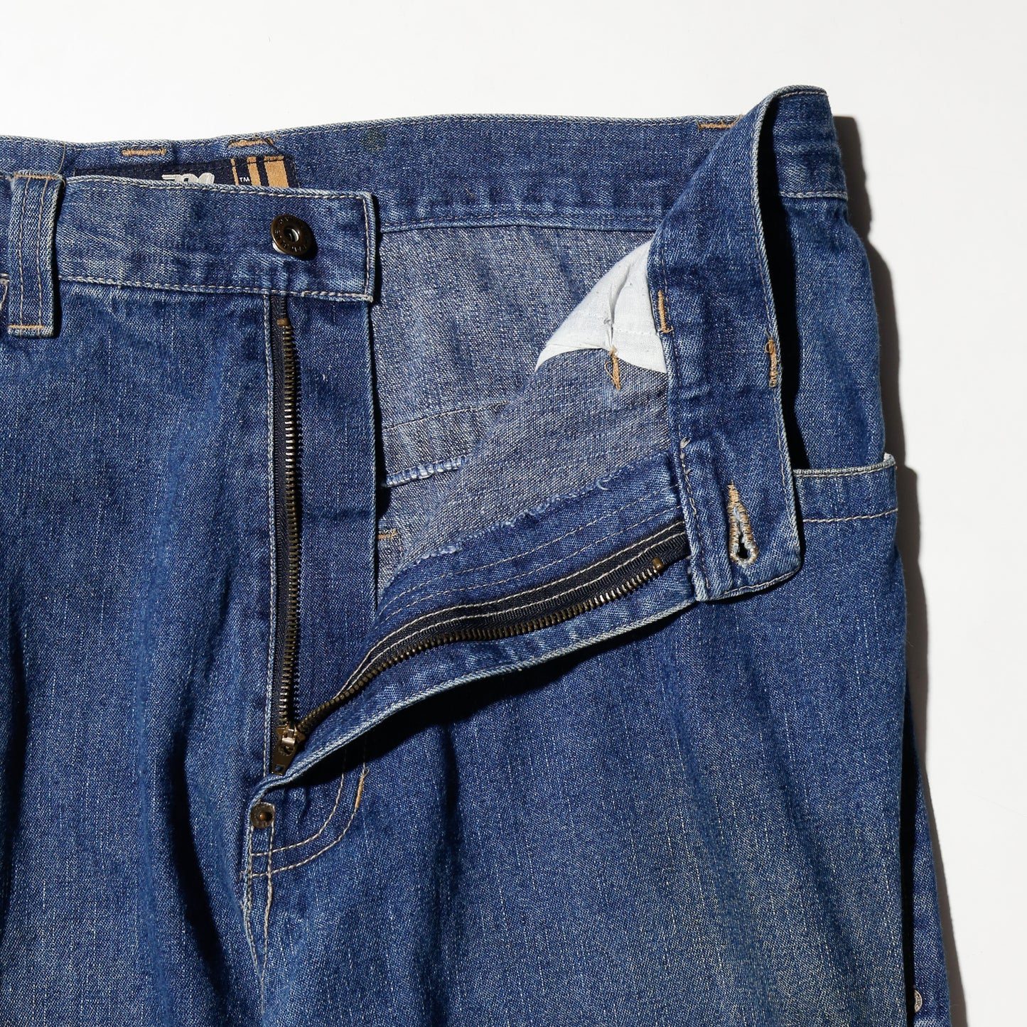 vintage raw blue yellow boots baggy jeans