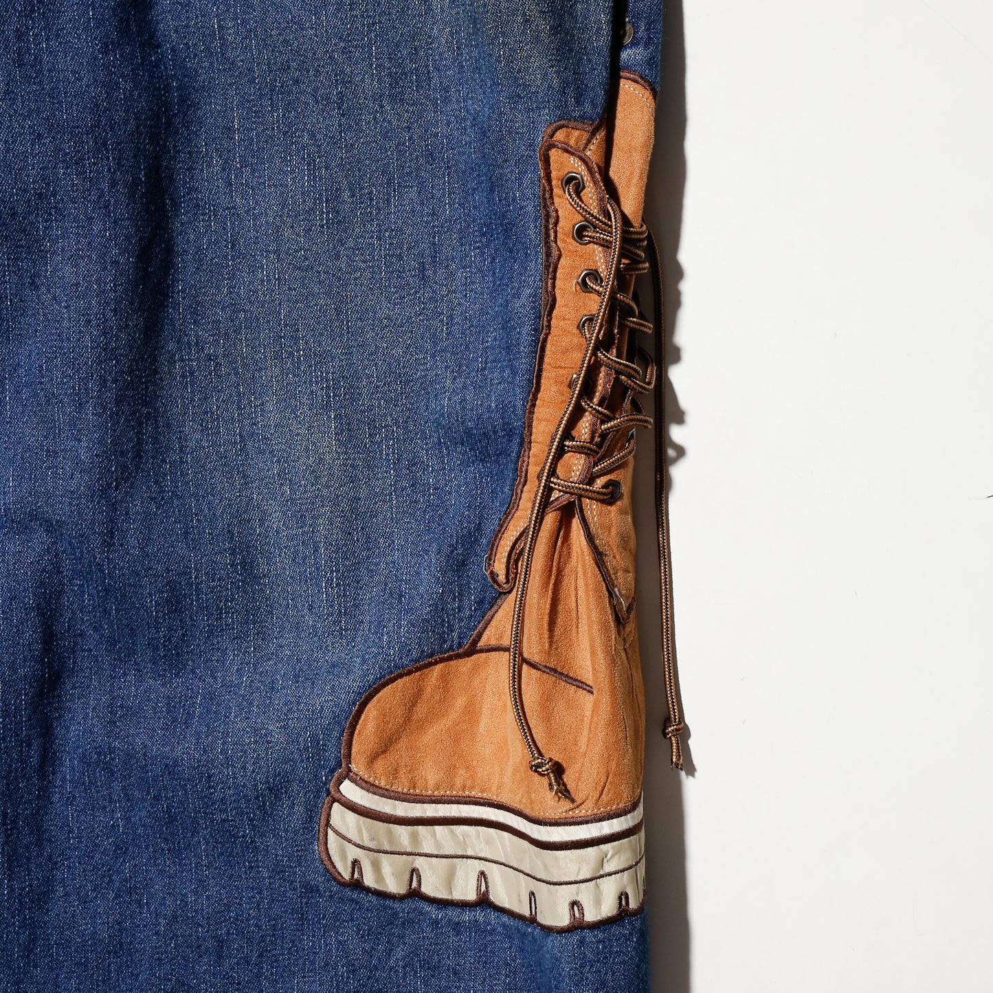 vintage raw blue yellow boots baggy jeans