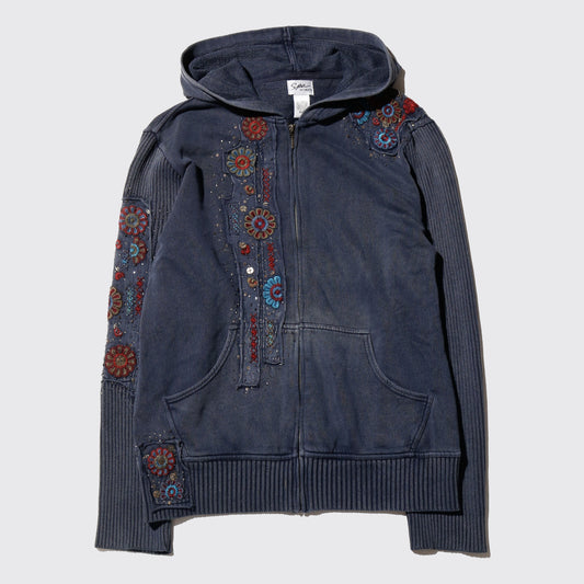 vintage chicos broderie zip hoodie