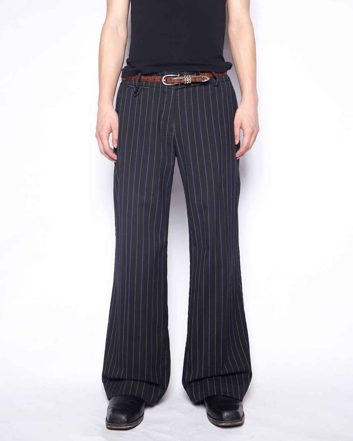 vintage low rise stripe wide slacks