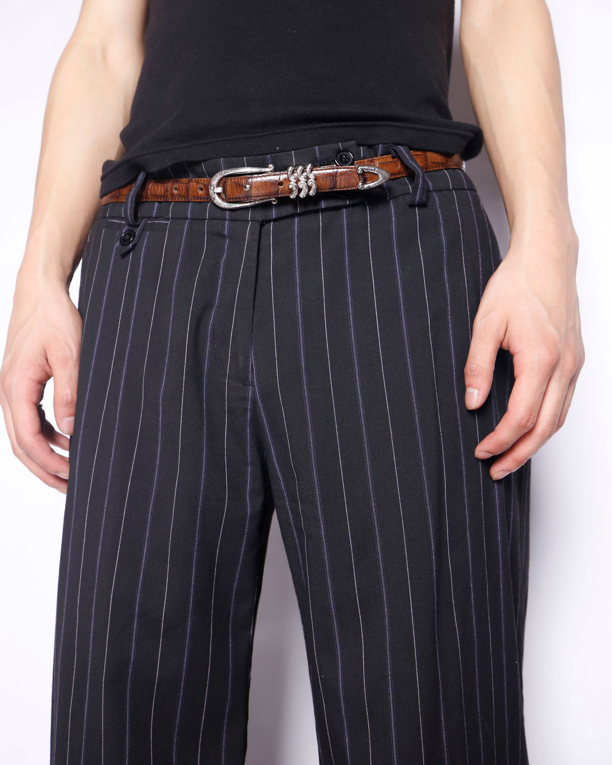 vintage low rise stripe wide slacks