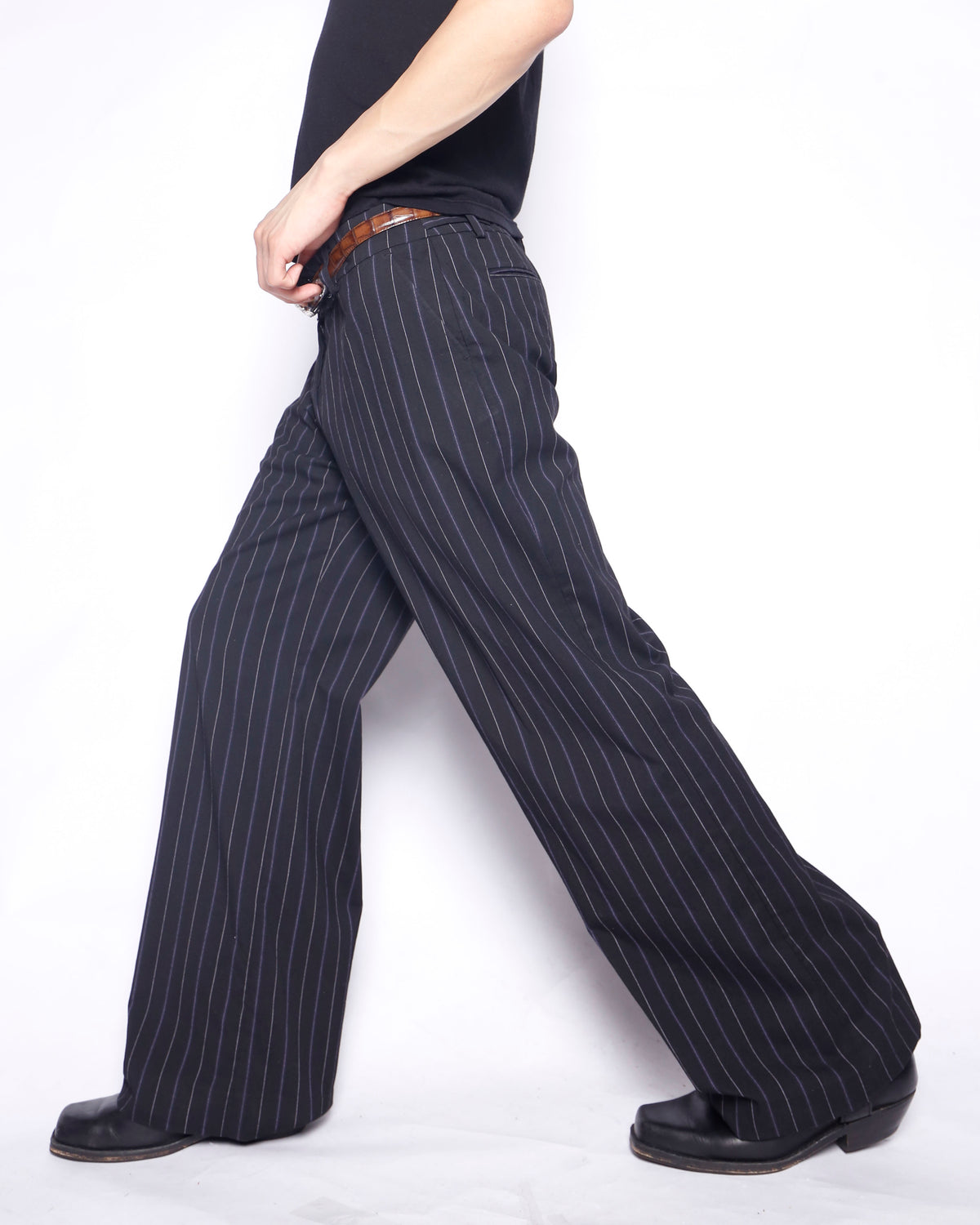 vintage low rise stripe wide slacks