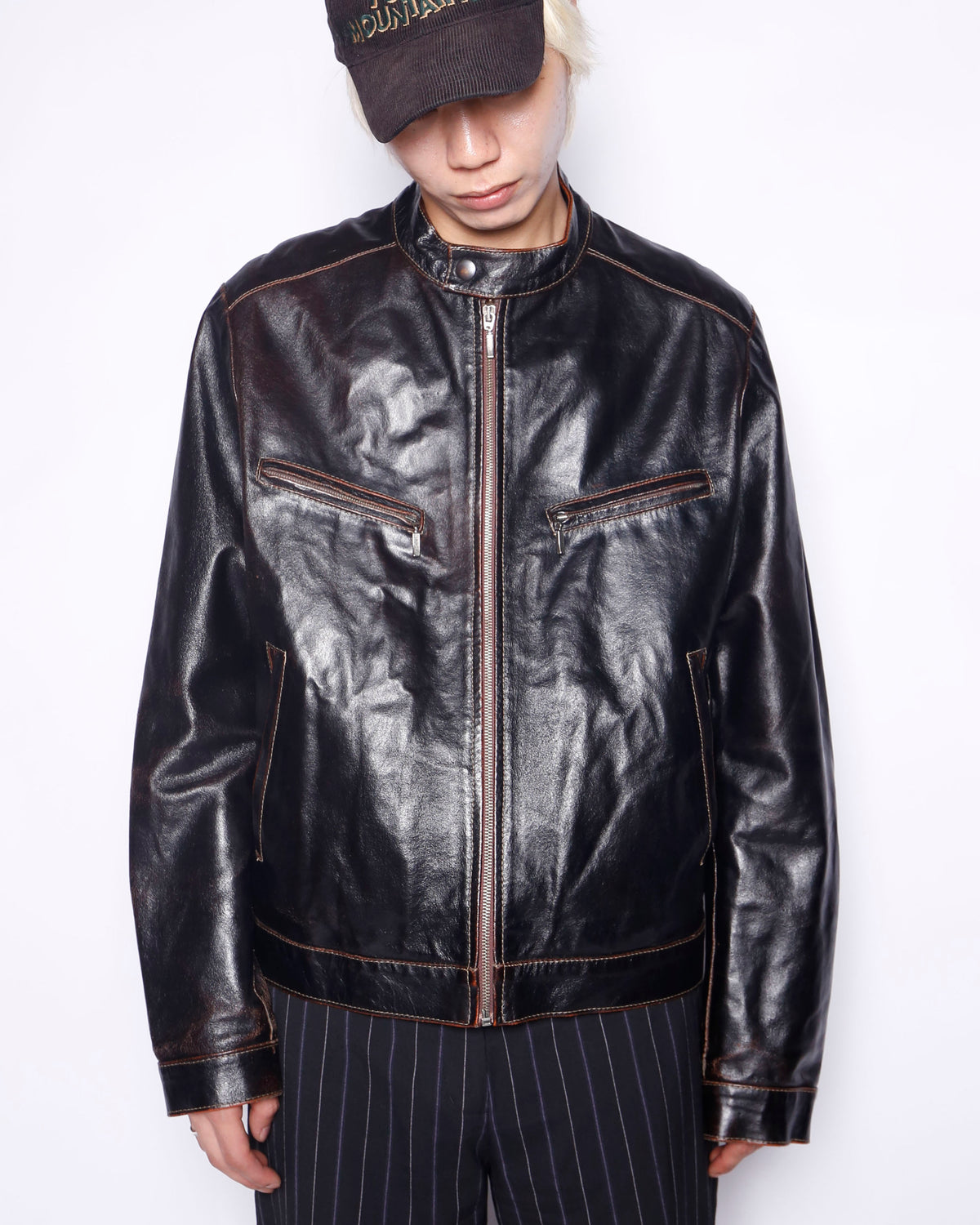vintage euro riding leather jacket