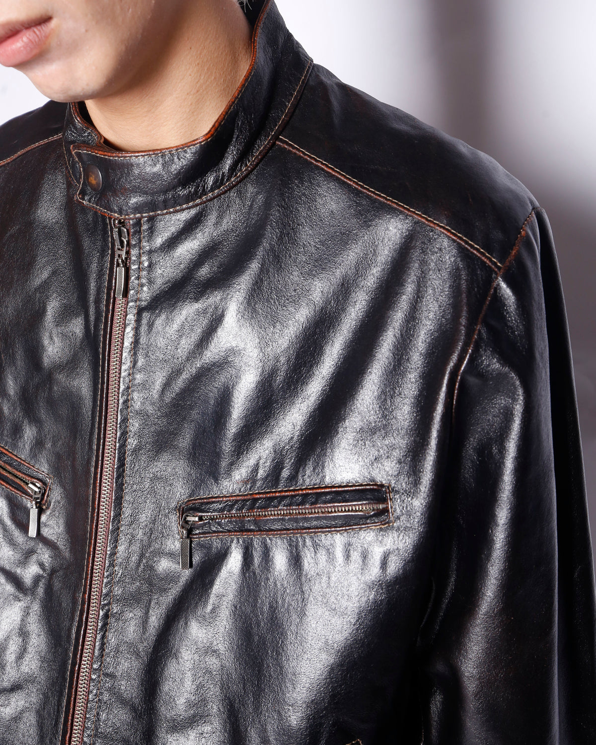 vintage euro riding leather jacket
