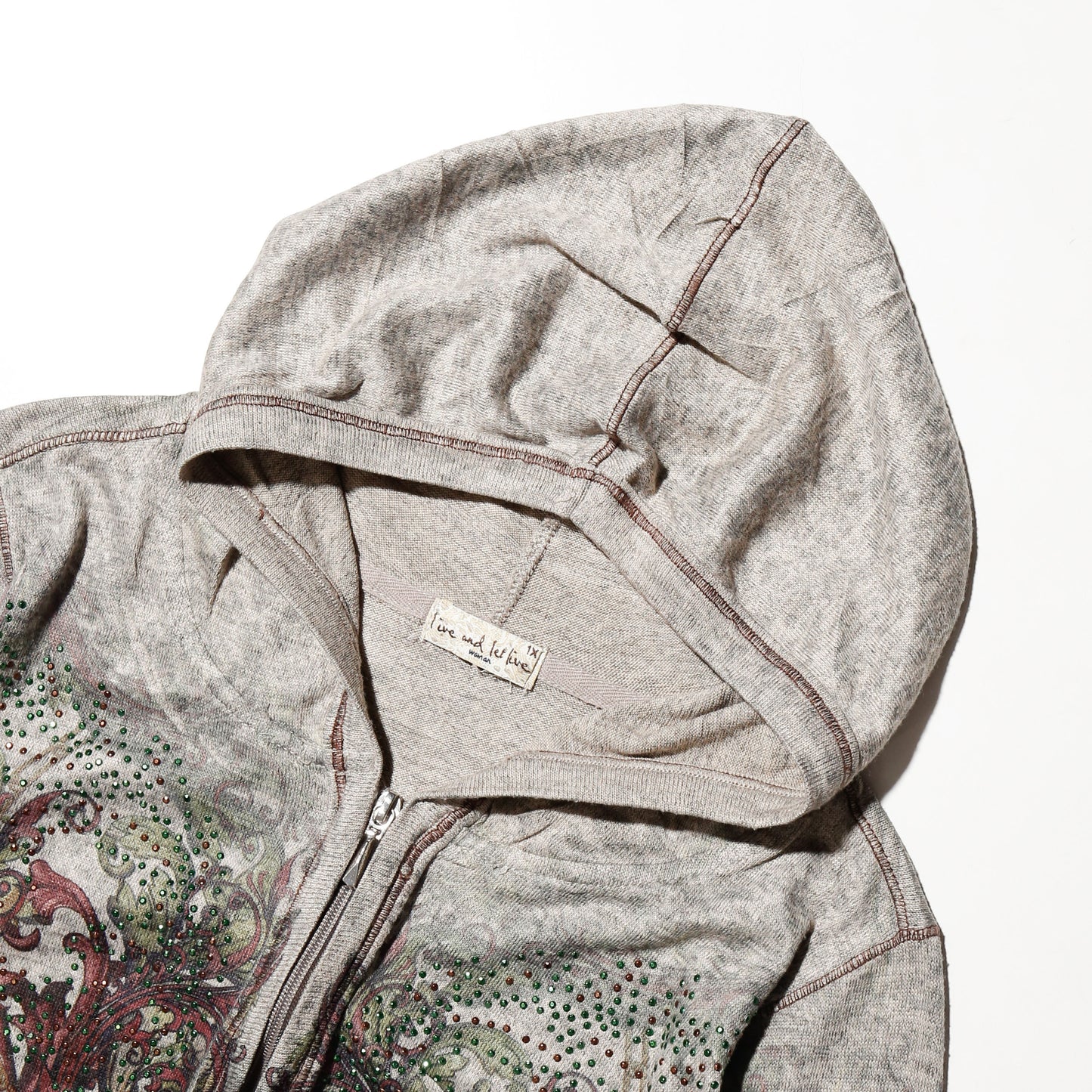 vintage baroque transfer zip hoodie