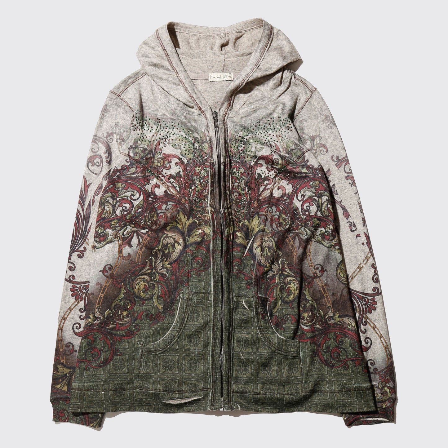 vintage baroque transfer zip hoodie