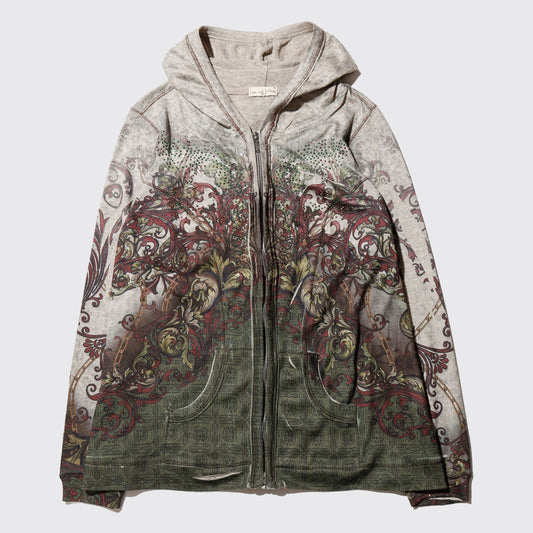 vintage baroque transfer zip hoodie