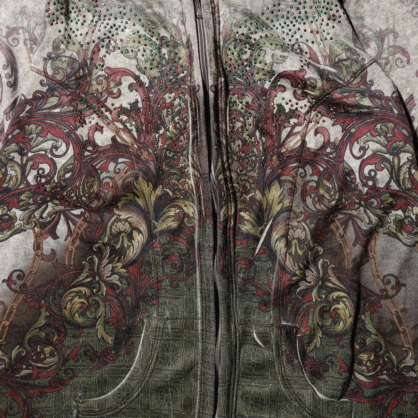 vintage baroque transfer zip hoodie