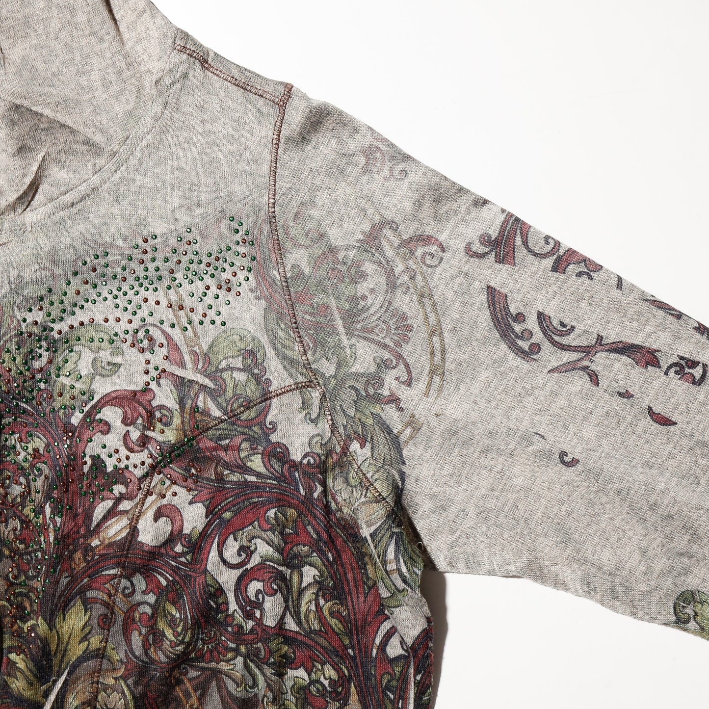 vintage baroque transfer zip hoodie