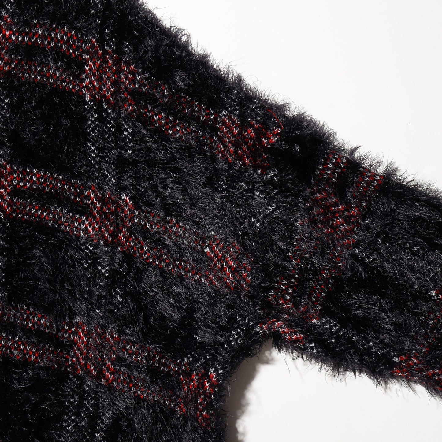 vintage check fuzzy knit hoodie