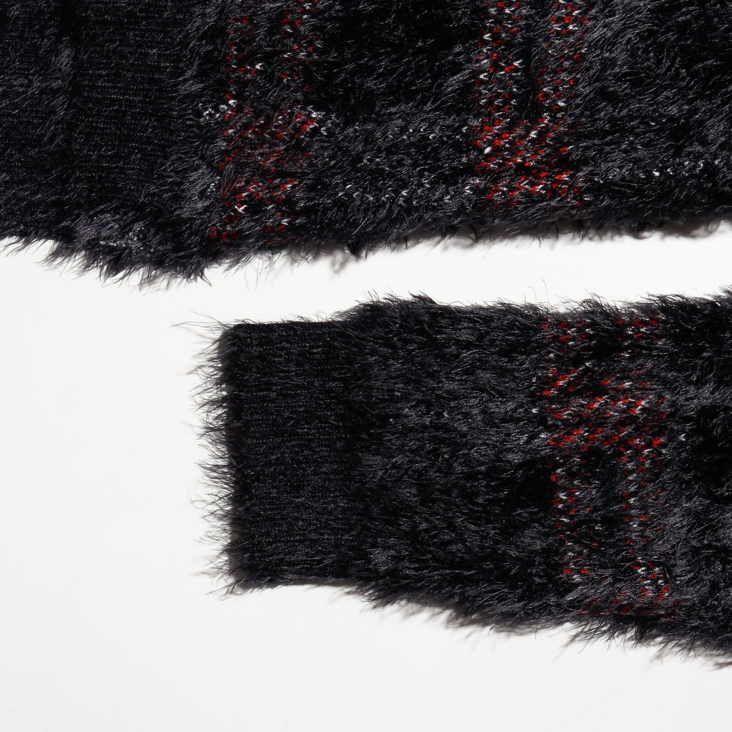 vintage check fuzzy knit hoodie