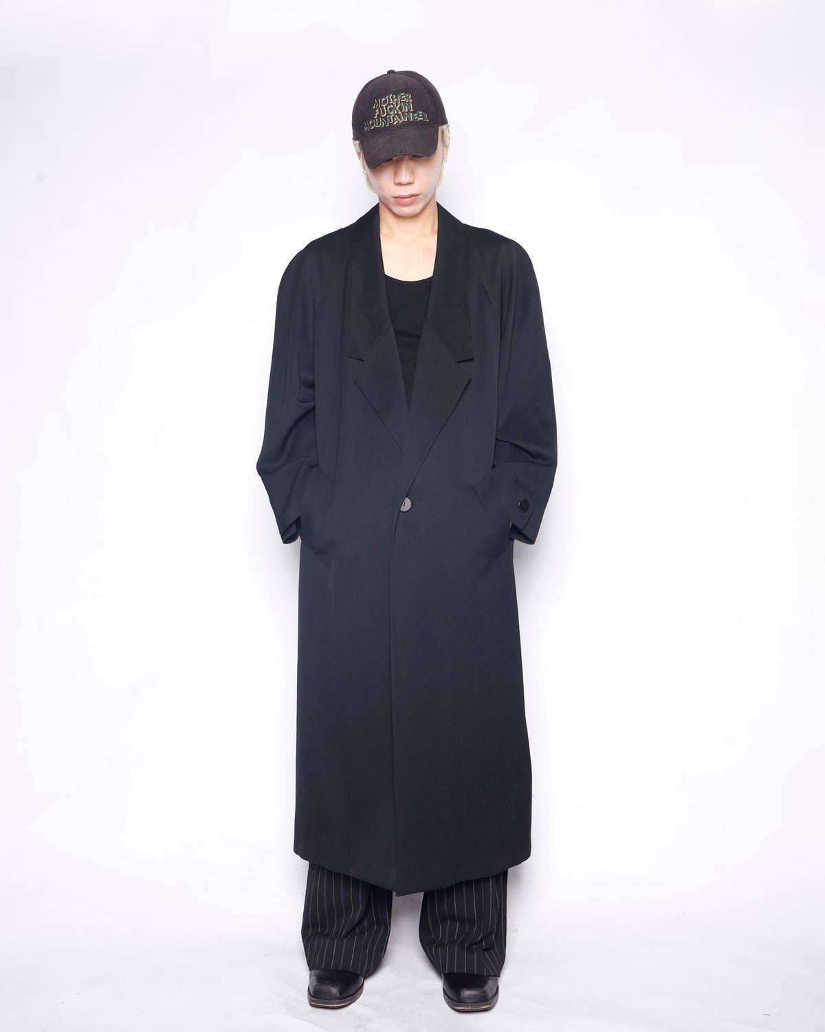 vintage drop gorge gabardine super long chesterfield coat