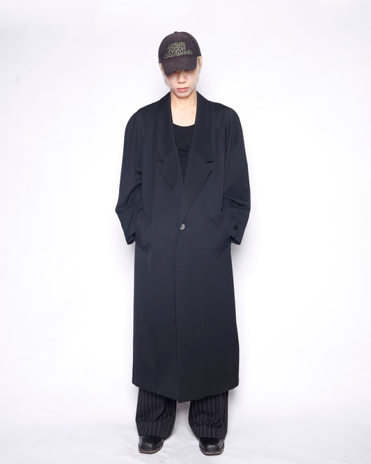vintage drop gorge gabardine super long chesterfield coat