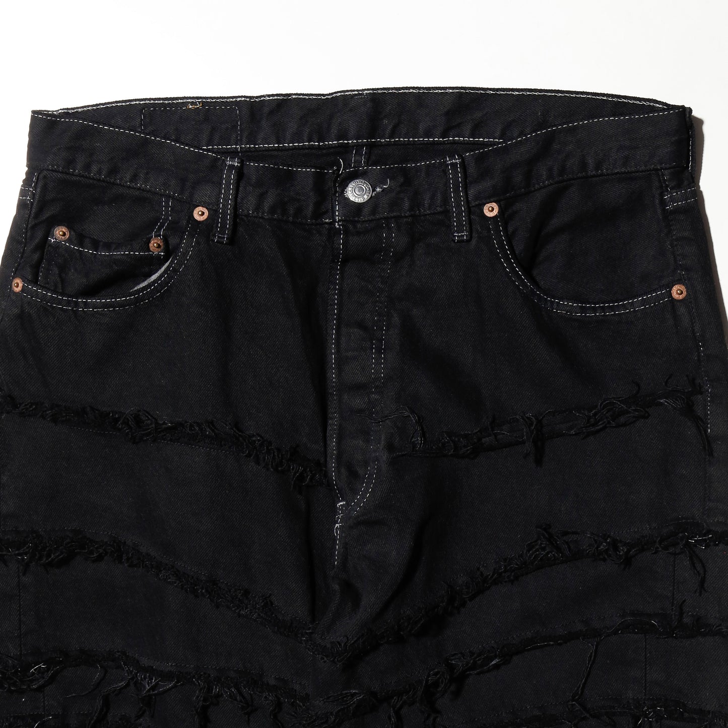*one-off tsugihagi jeans, model-black finish