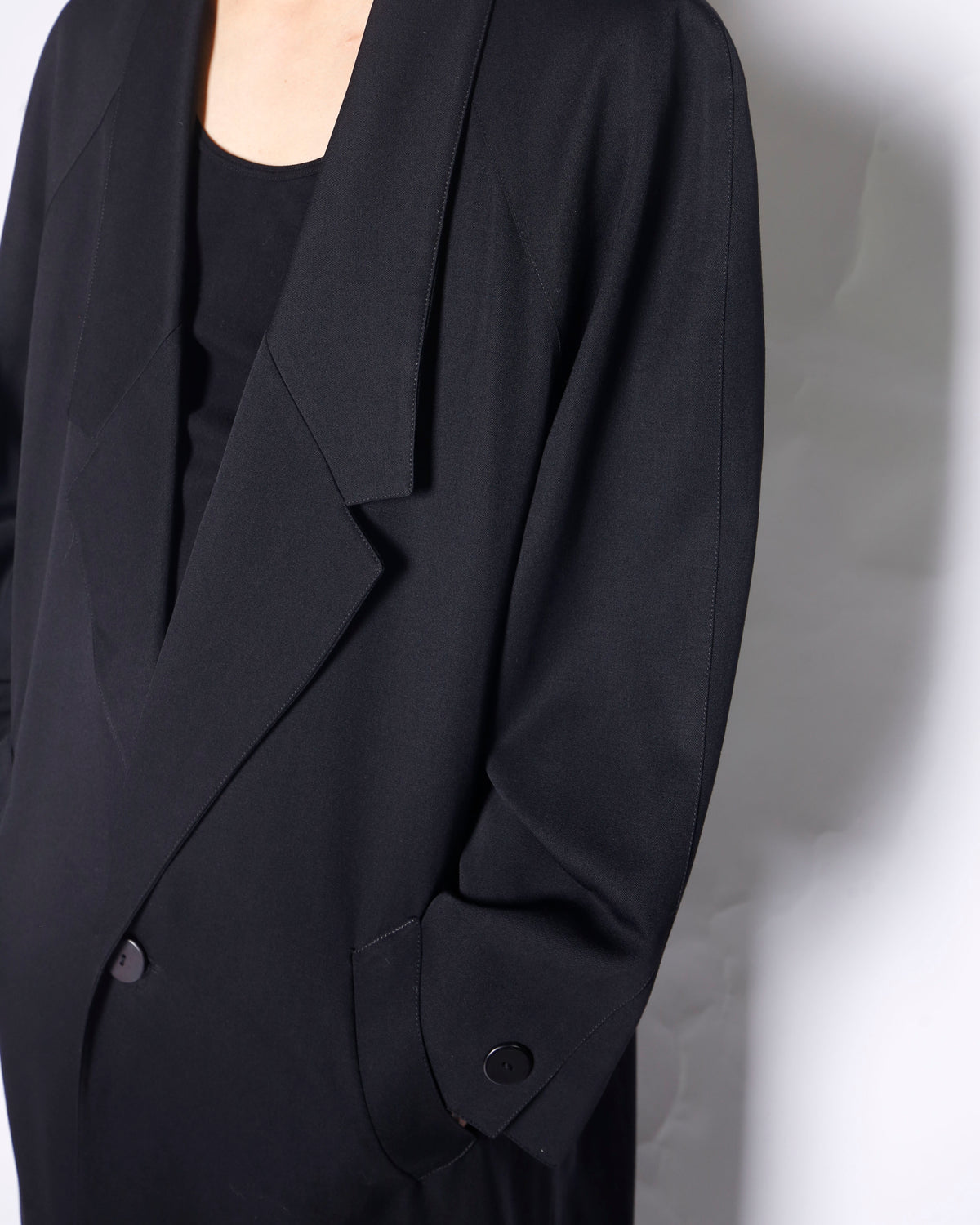 vintage drop gorge gabardine super long chesterfield coat