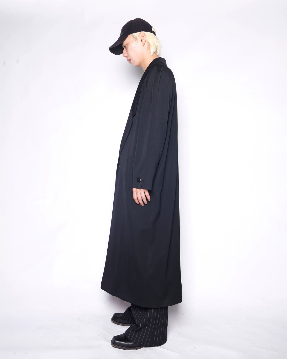 vintage drop gorge gabardine super long chesterfield coat
