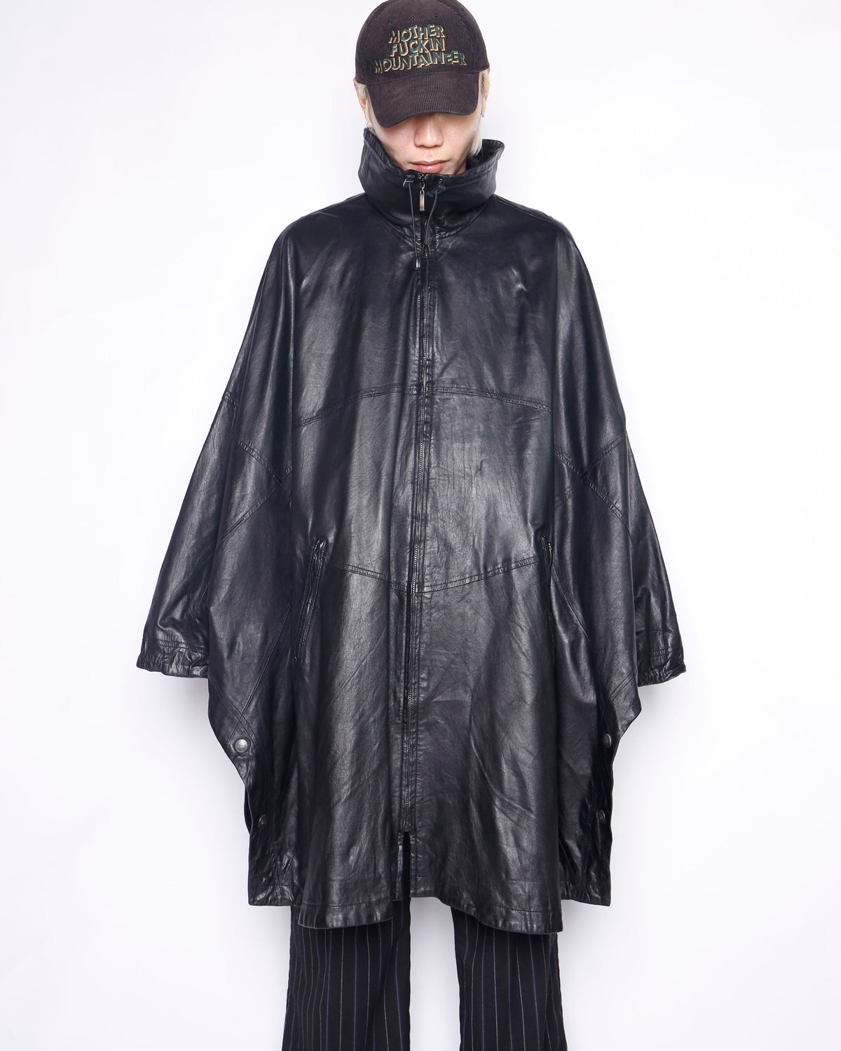 vintage euro bat leather poncho