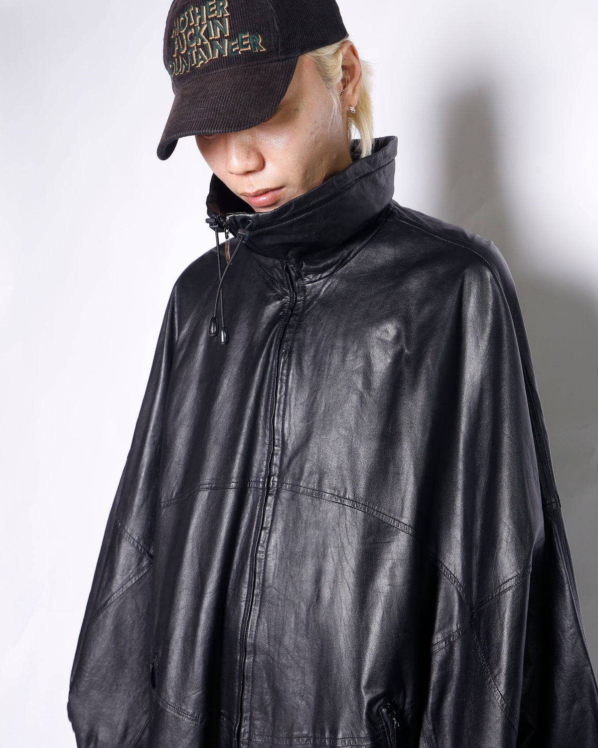 vintage euro bat leather poncho
