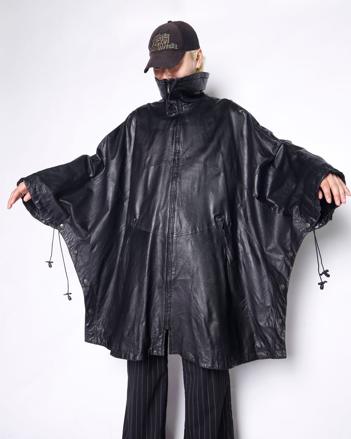vintage euro bat leather poncho