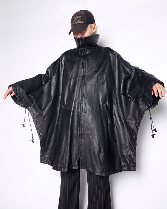 vintage euro bat leather poncho