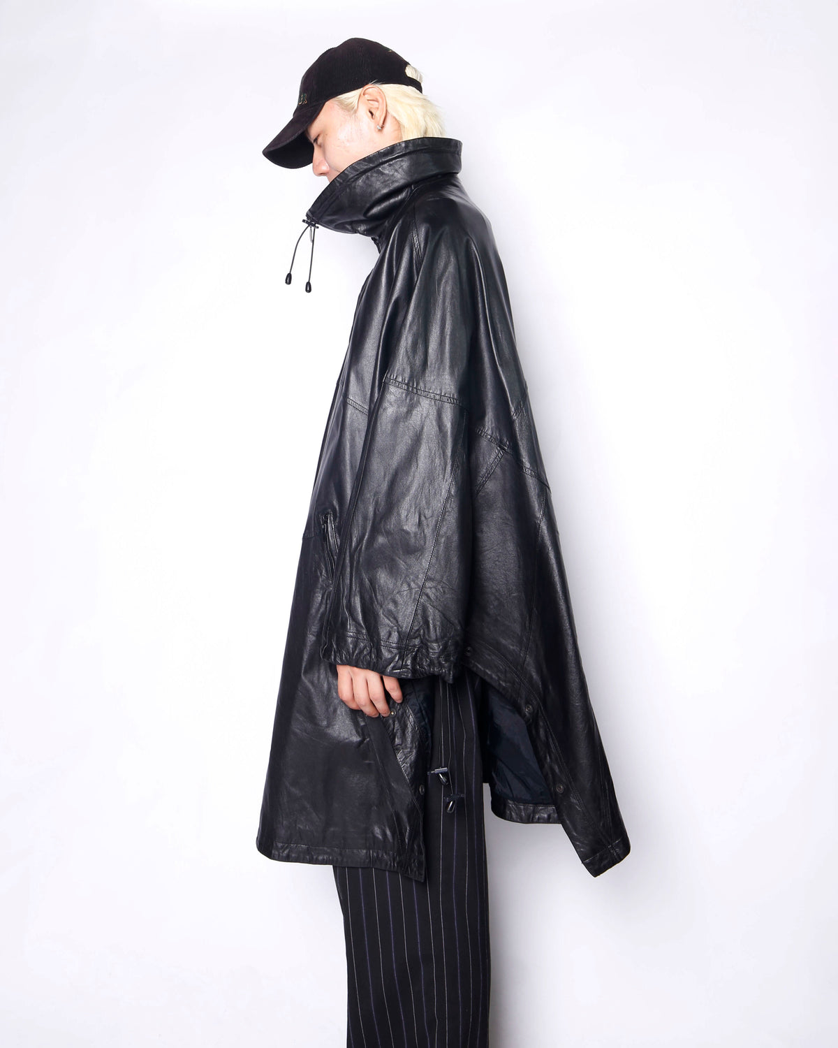 vintage euro bat leather poncho