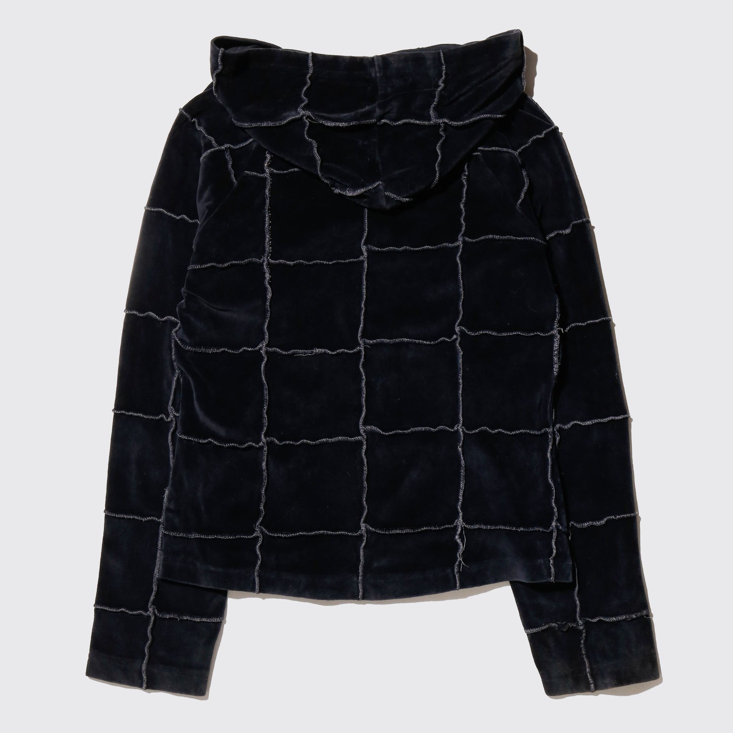 vintage cropped patchwork velour hoodie