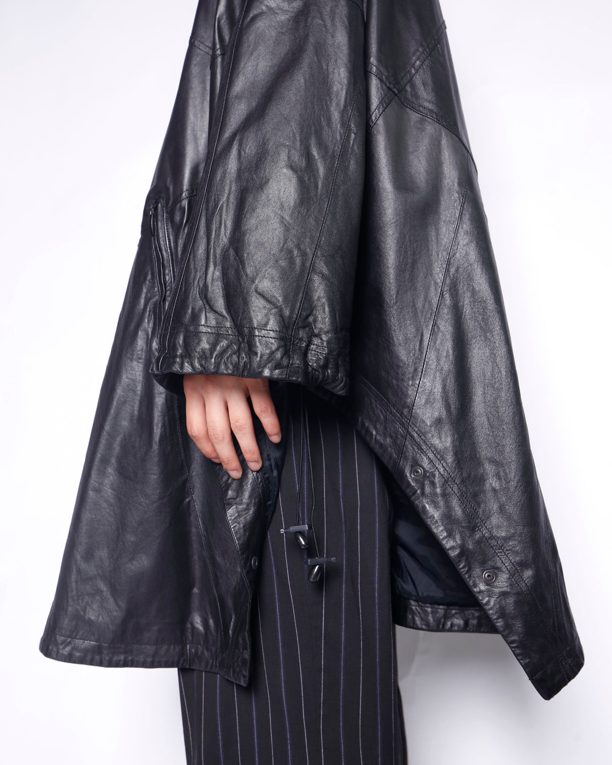 vintage euro bat leather poncho
