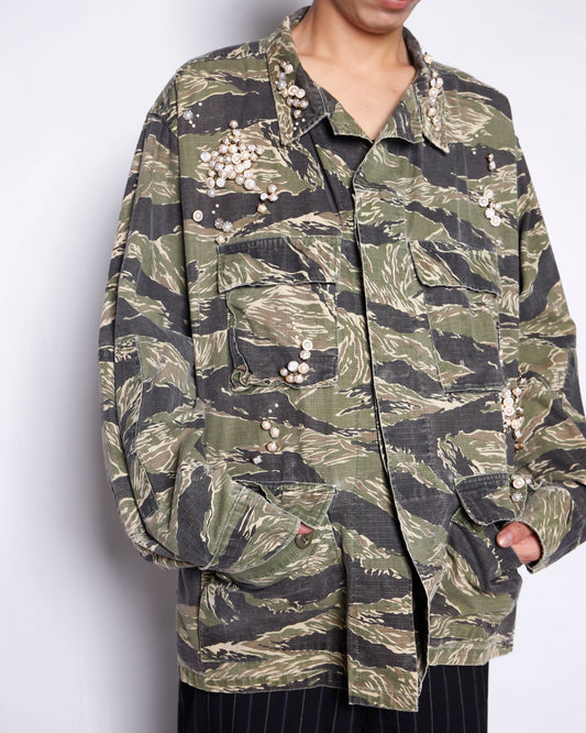*one-off perl bijou tiger stripe field jacket