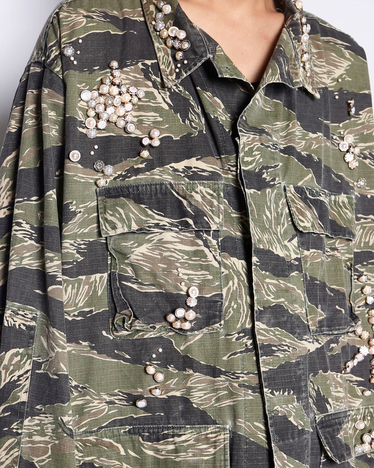*one-off perl bijou tiger stripe field jacket