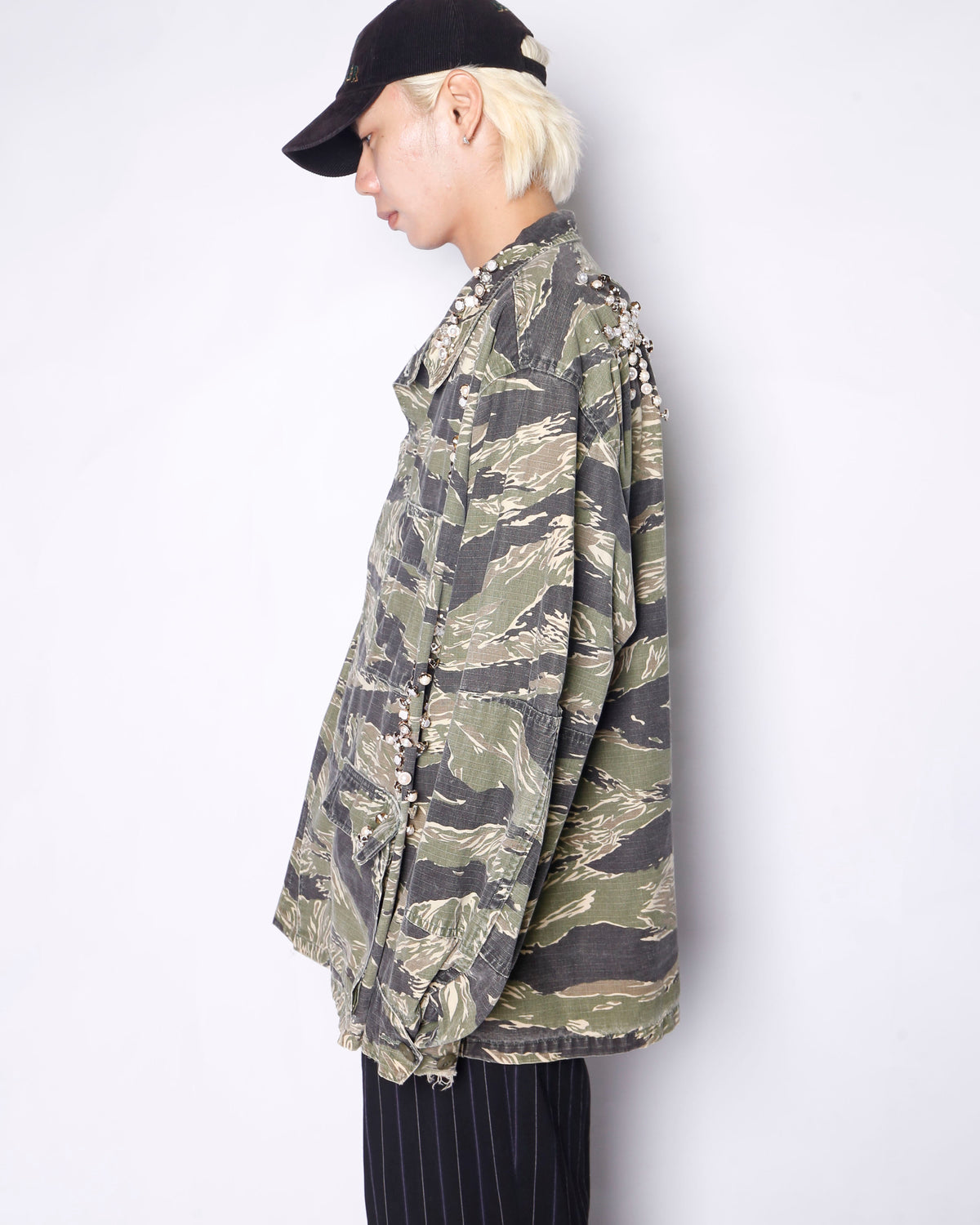 *one-off perl bijou tiger stripe field jacket