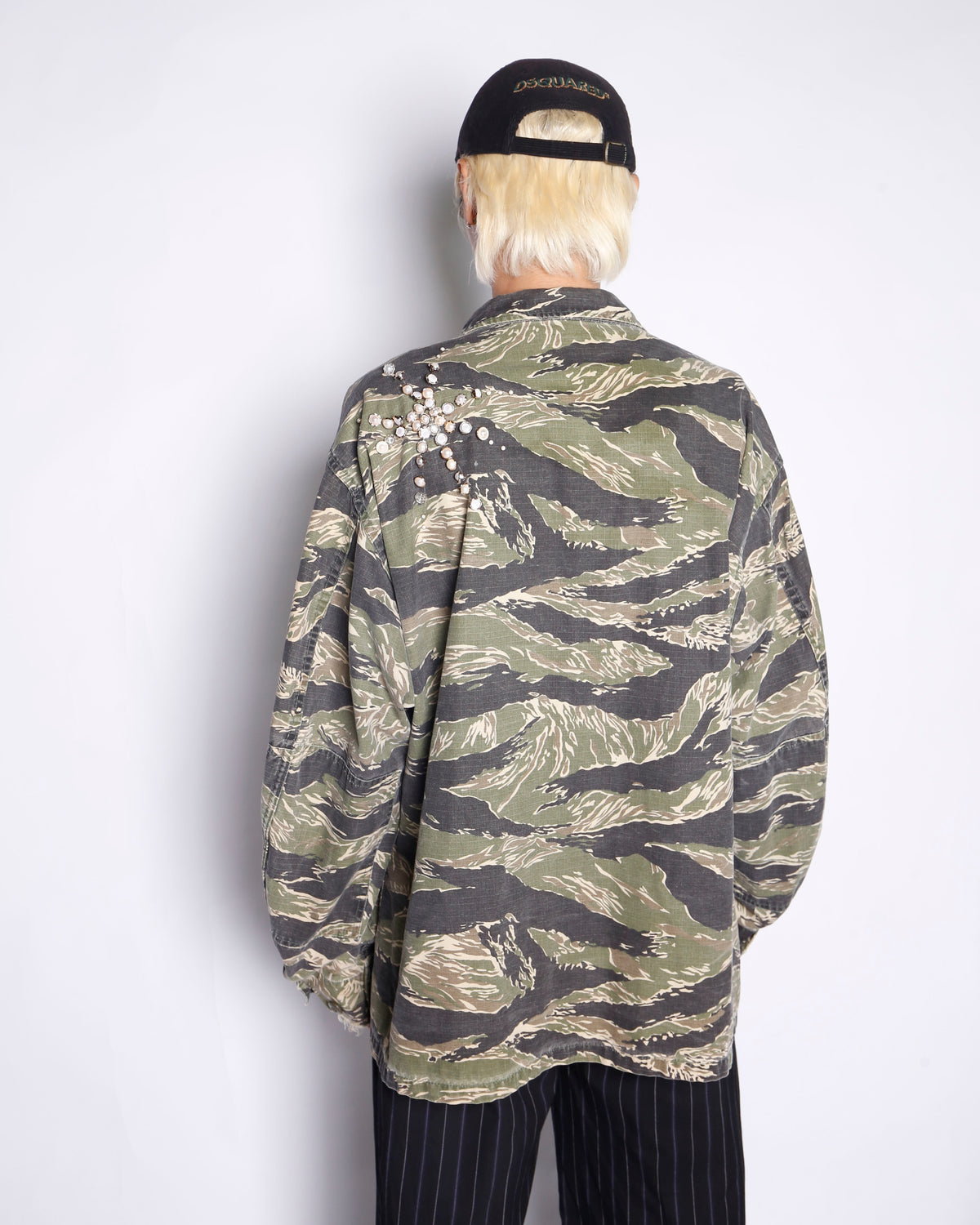 *one-off perl bijou tiger stripe field jacket