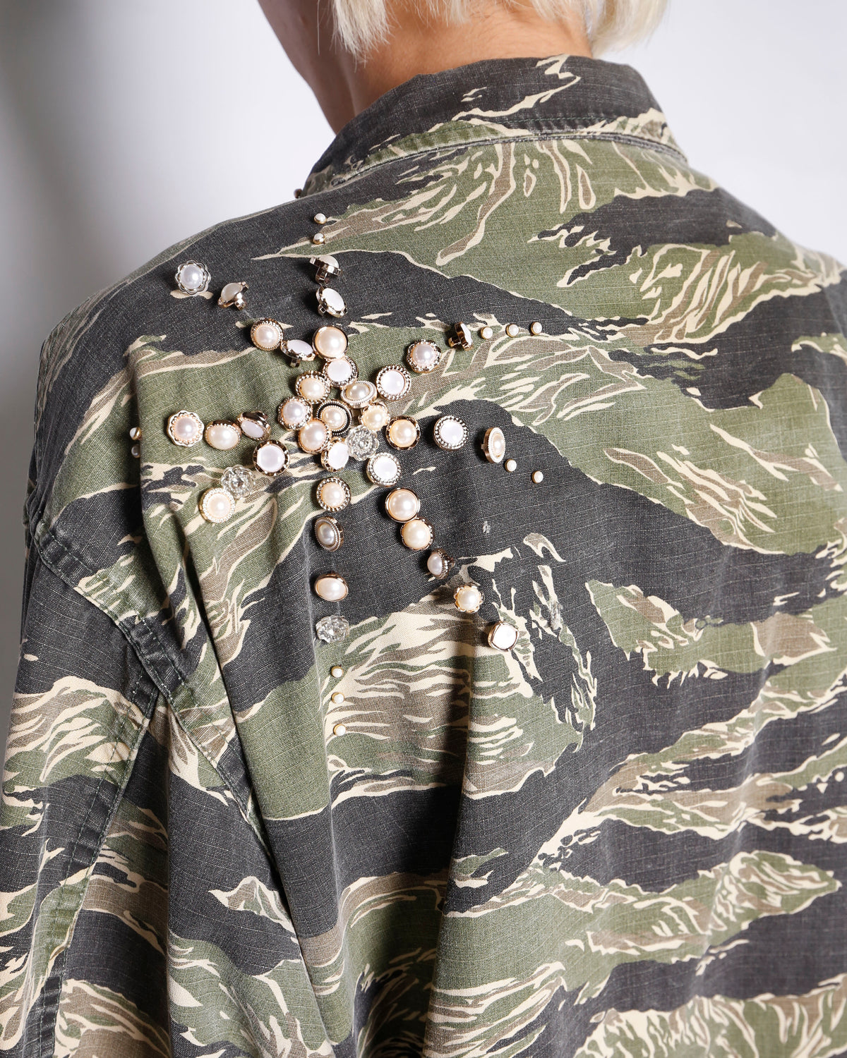 *one-off perl bijou tiger stripe field jacket