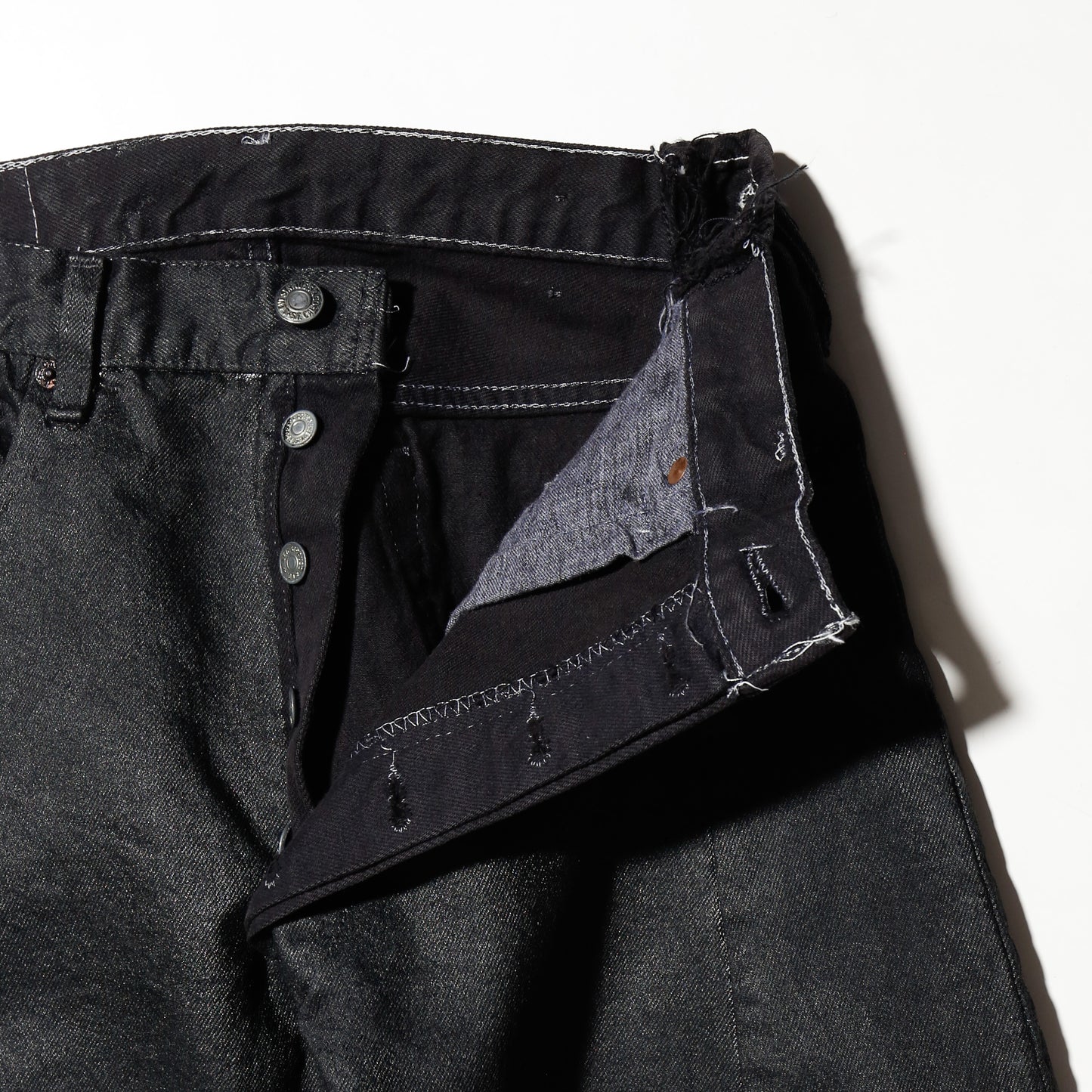 *one-off upside down jeans , model-luster