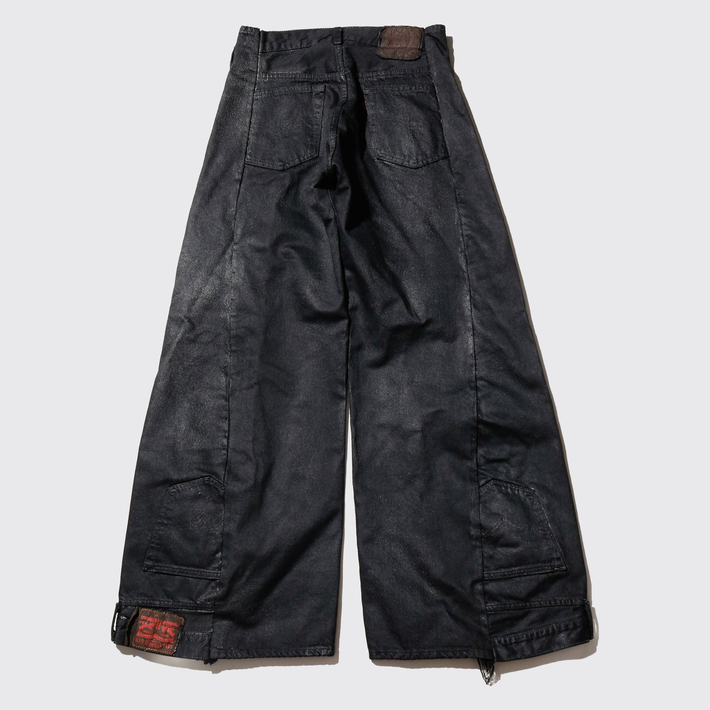 *one-off upside down jeans , model-luster