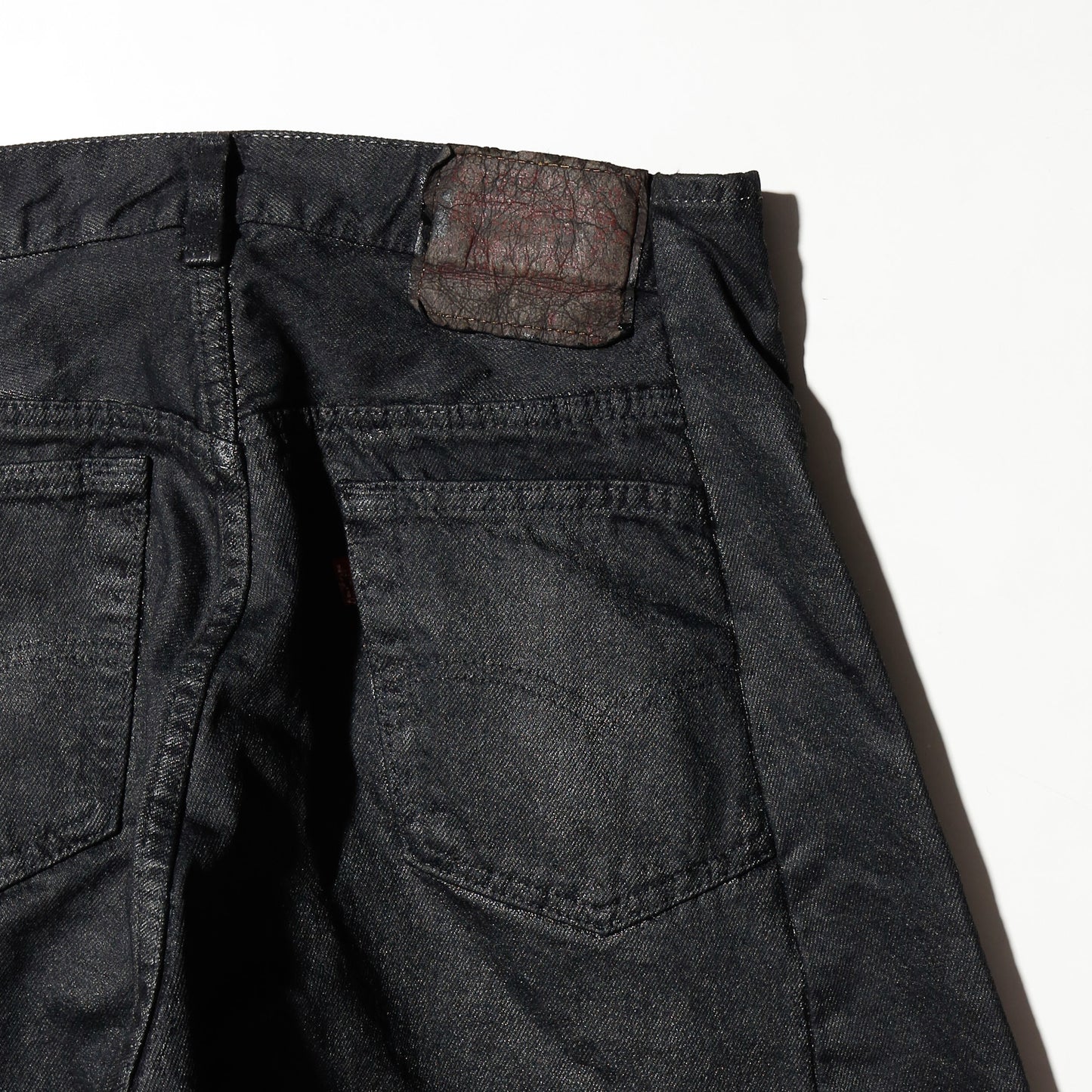 *one-off upside down jeans , model-luster