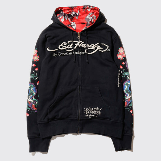 vintage ed hardy tatoo reversible hoodie